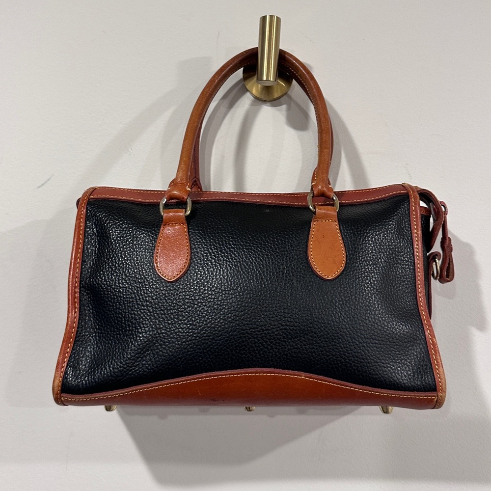 Vintage Black & British Genuine Contrasting Leather Tan Handbag - Picture 6 of 14